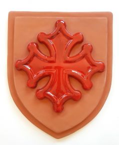 Blason motif Croix Occitane rouge