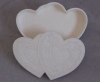 DOUBLE COEUR BOITE DECORATIVE POUR CENTRE DE TABLE OU DRAGEES