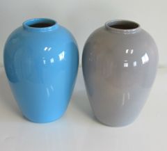 Vases ovale bleu et gris hauteur 24 cm