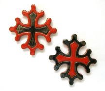 Magnet Croix Occitane diamètre 5 cm émaillé rouge et noir